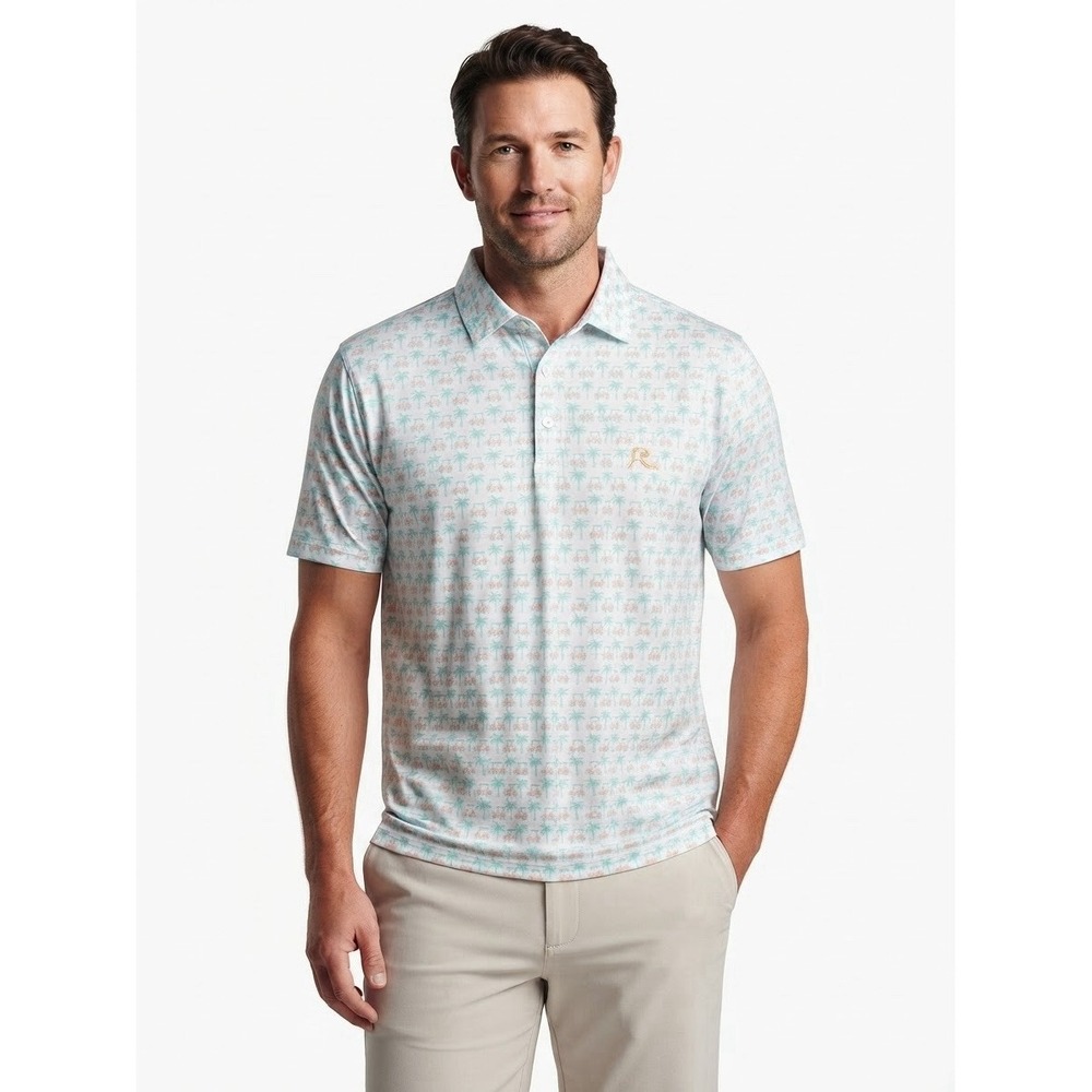 Rhoback Golf Polo Shirt Men's Medium Golf Cart Performance Short Sleeve